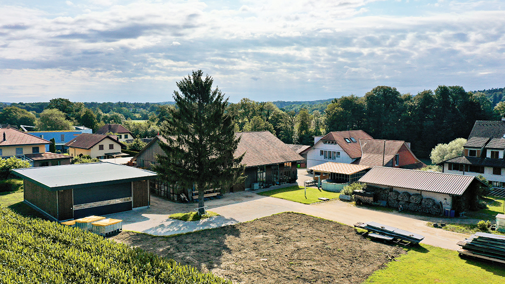 Luftaufnahme von der Firma u. Büttiker Holzbau AG